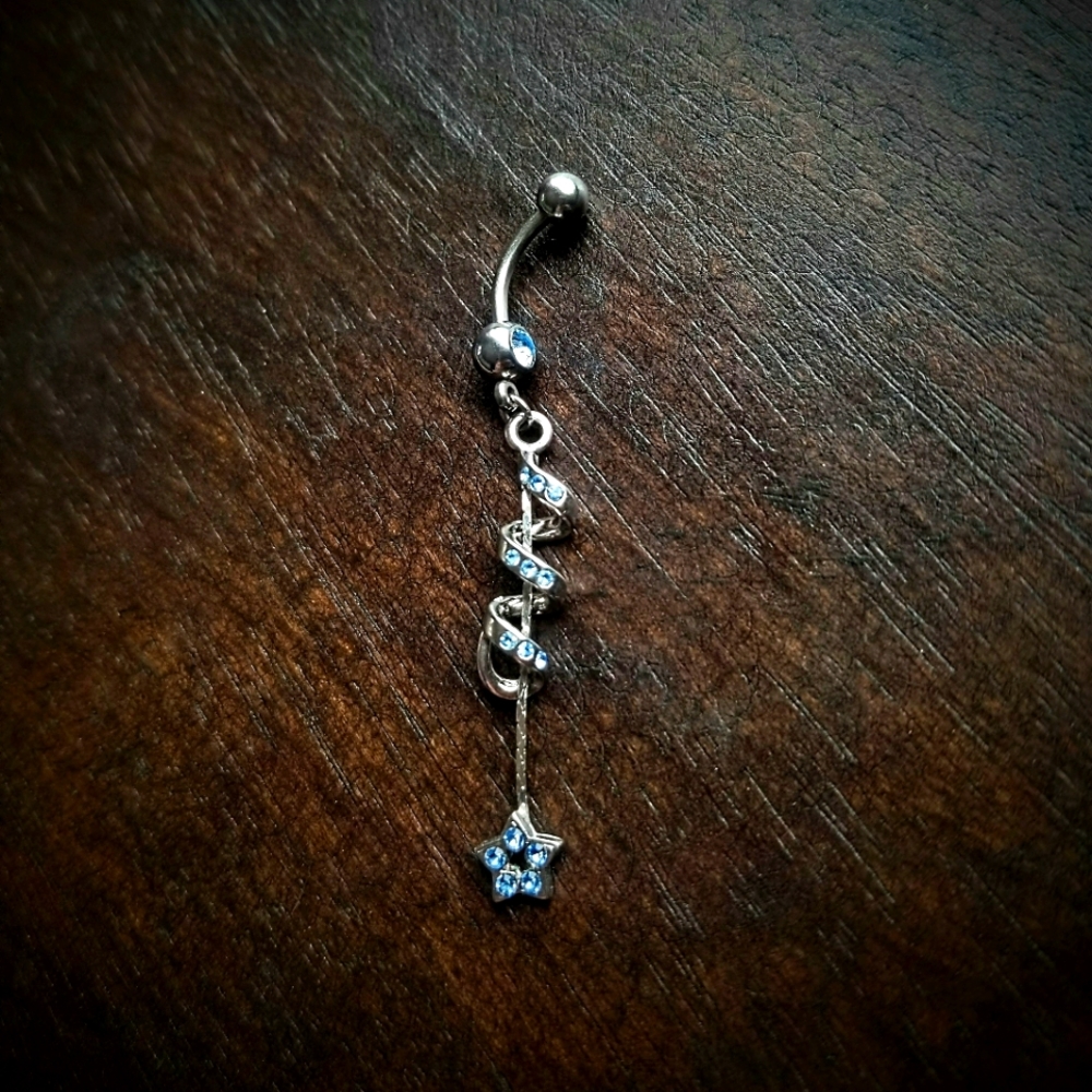 3 for $15 Bellybutton Rings - Blue Spiral w/ Star